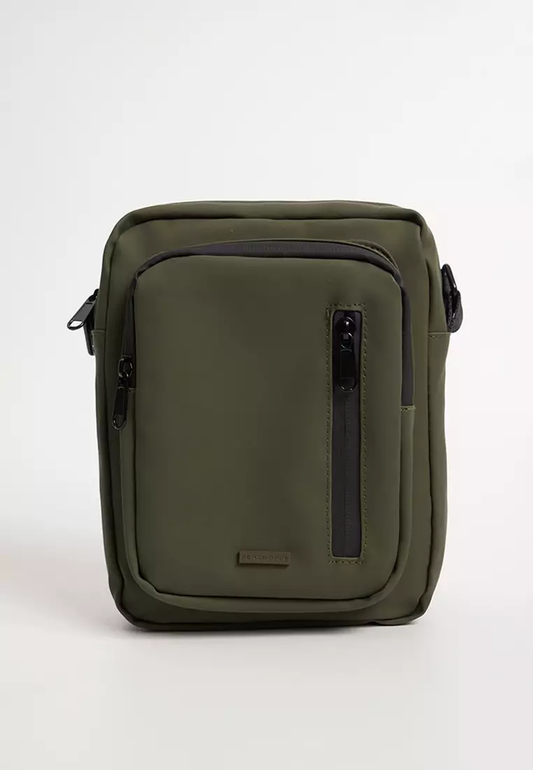 PU Coated Sling Bag with Metal Bar Branding