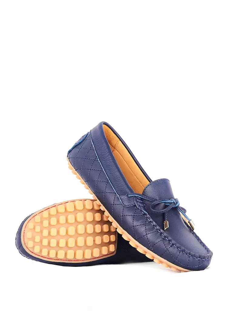 Sepatu Casual Wanita Loafer Moccasin Gino Mariani Estelle Navy