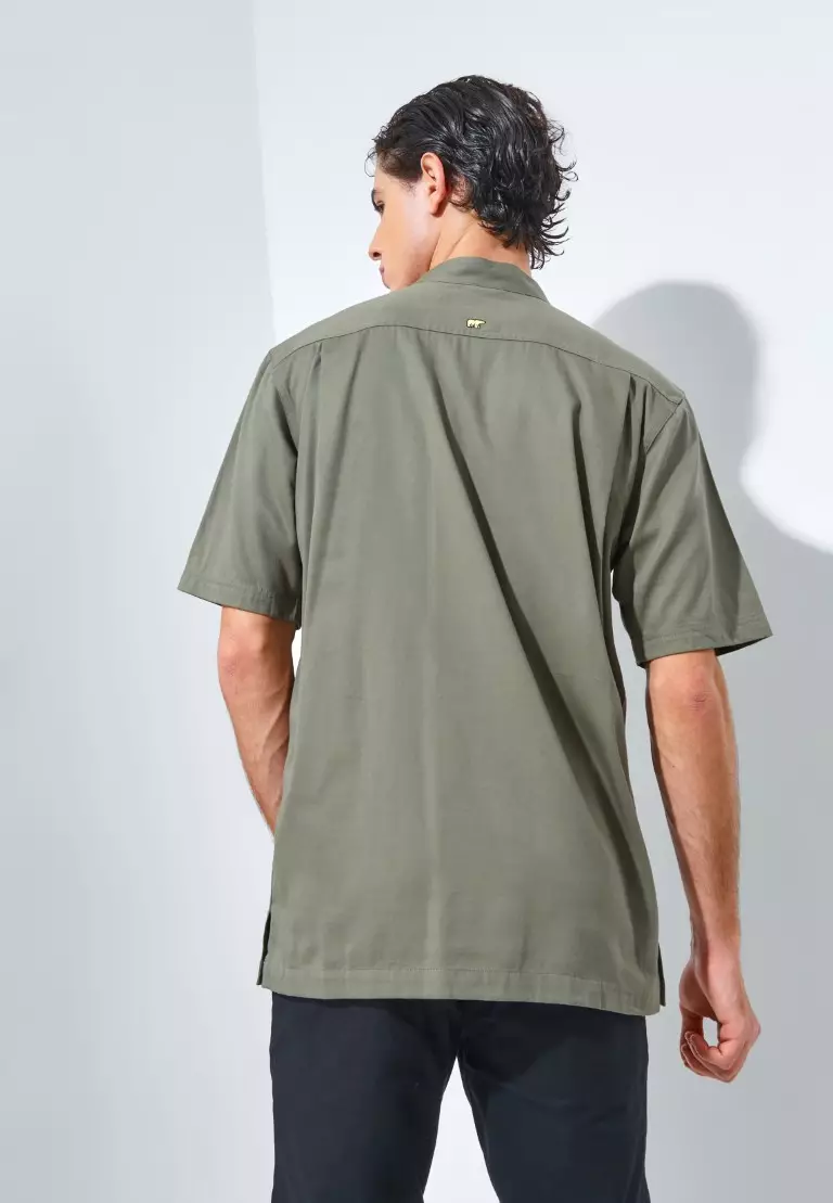 Jack Nicklaus Morata Kemeja Shanghai Pria Pendek Regular Olive