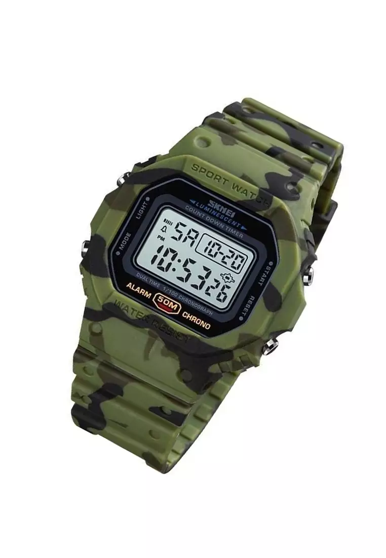 Jam Tangan Digital Pria Design Sporty Many Function Waterproof 50m Strap Tali Material PU ZQ62 ORIGINAL