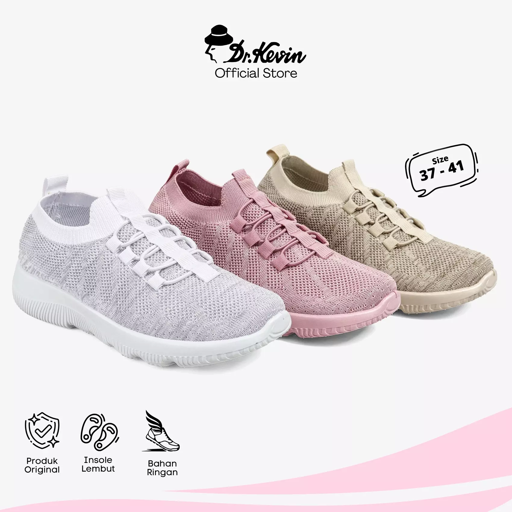 Dr. Kevin Sepatu Olahraga Sport Wanita Sneakers Rajut Tali 589-092