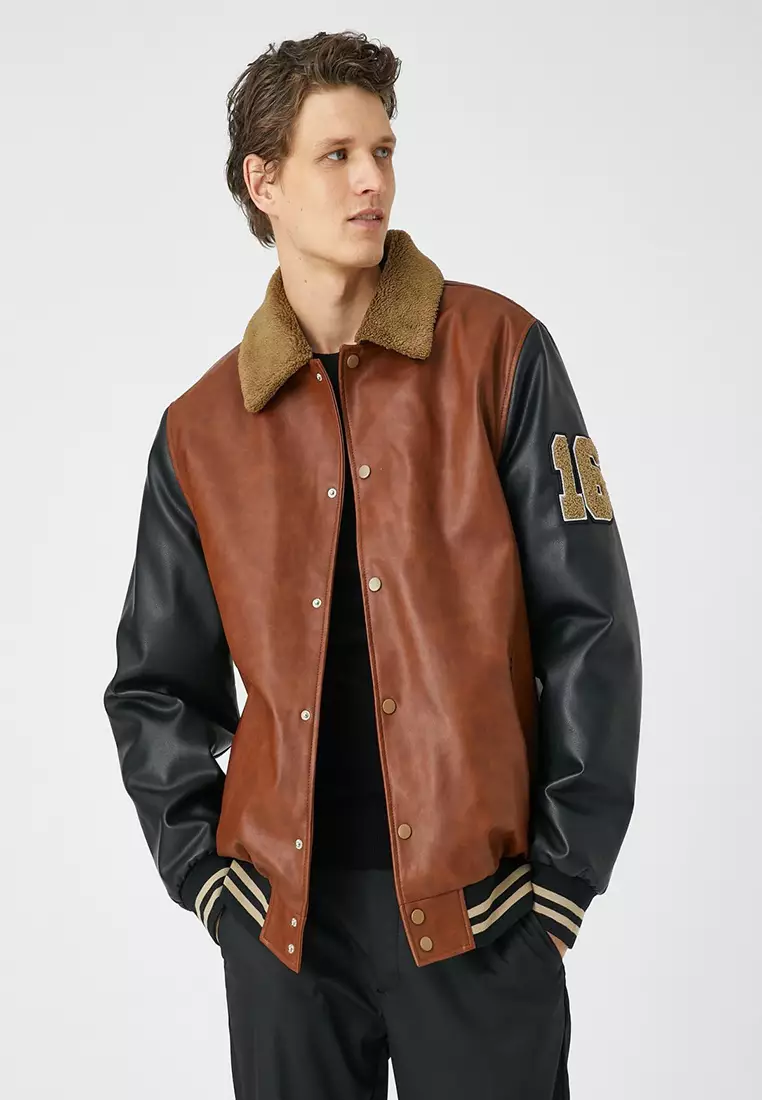 Leather-Look Collegiate Jacket