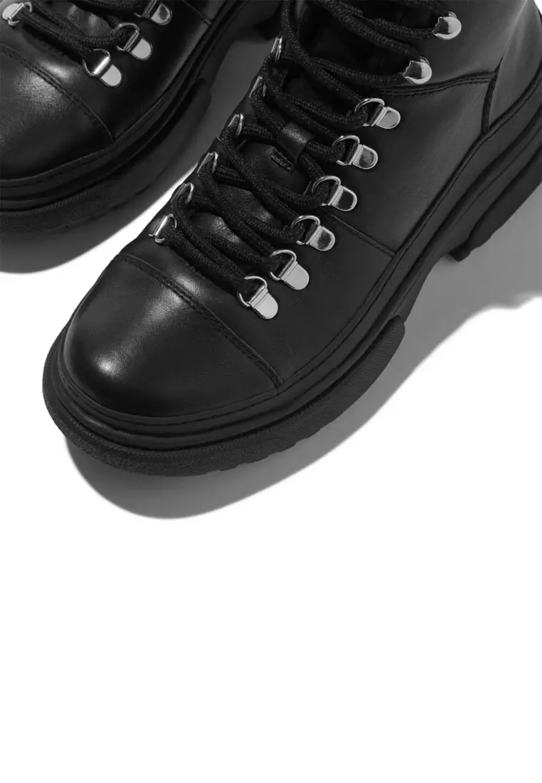 Buy FitFlop WYLDER Women's Leather Hiker-Lace Boots Black (IA9