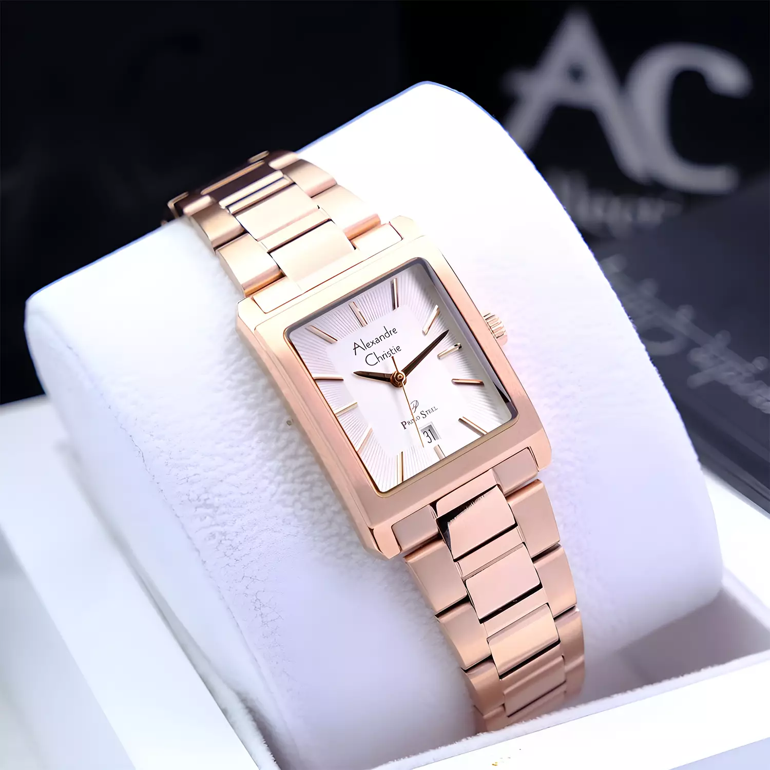 Alexandre Christie Primo Steel - Jam Tangan Analog Wanita - Silver Dial - All Rosegold Stainless Steel - 1039 LDBRGSL