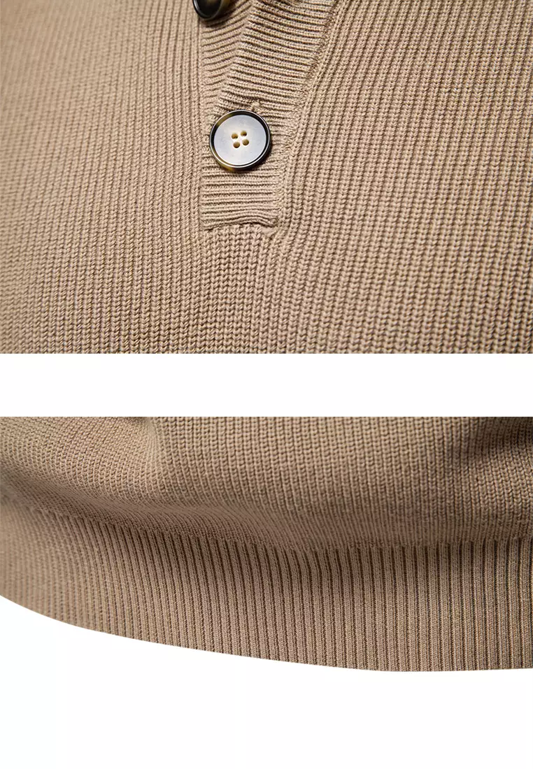 Henley Neck Knit Sweater AX-SW833