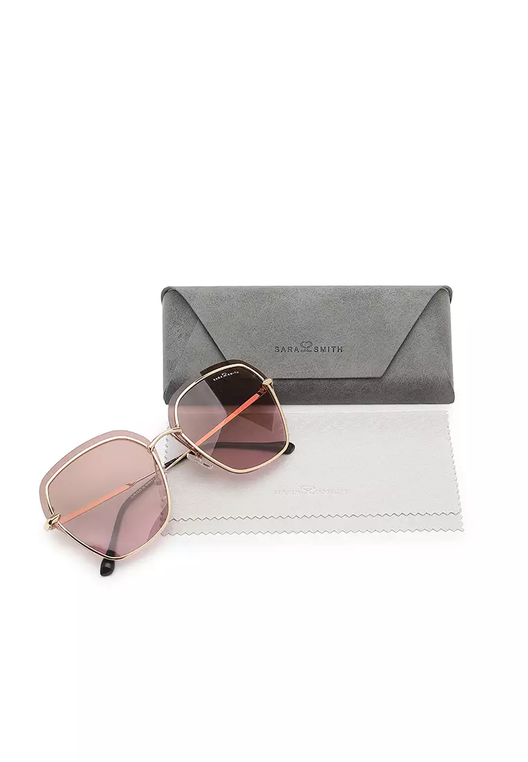 Unisex Polarized Square Sunglasses - Gold / Tea-Pink