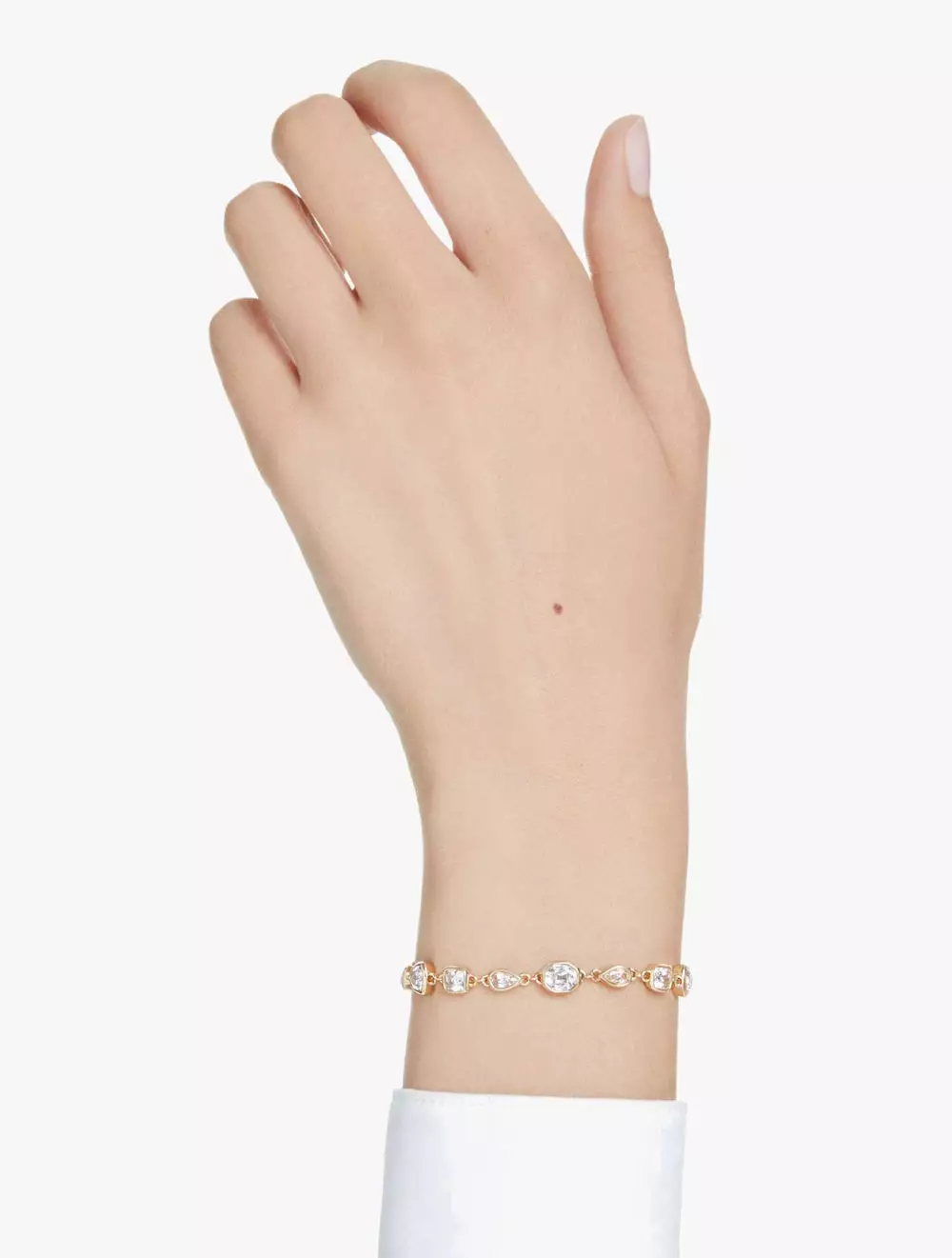 Imber Tennis bracelet, Mixed cuts, White, Gold-tone plated - M - WHITE