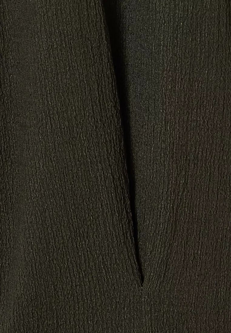 Khaki Carrot Fit Elastic Waist Knitted Plus Size Trousers TBBSS23AR00002