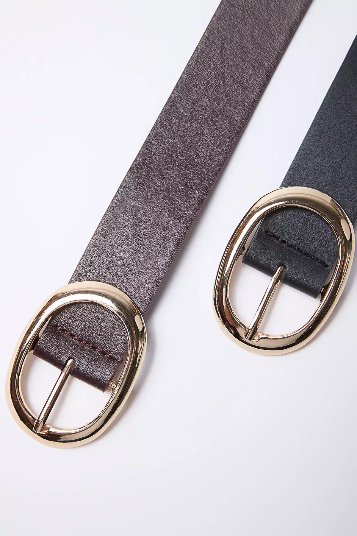 Black-Burgundy 2-Pack Leather Look Women's Belt TWOSS21KE0054