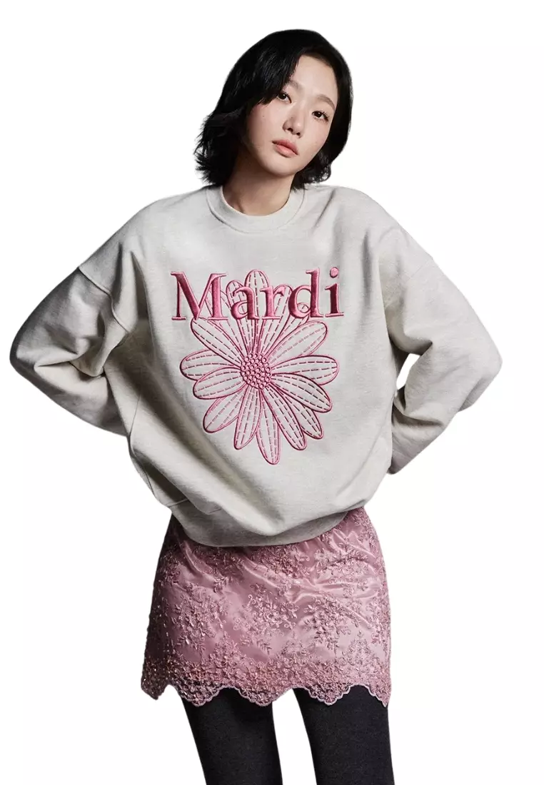 Sweatshirt Flowermardi Needlework - Oatmeal Pink