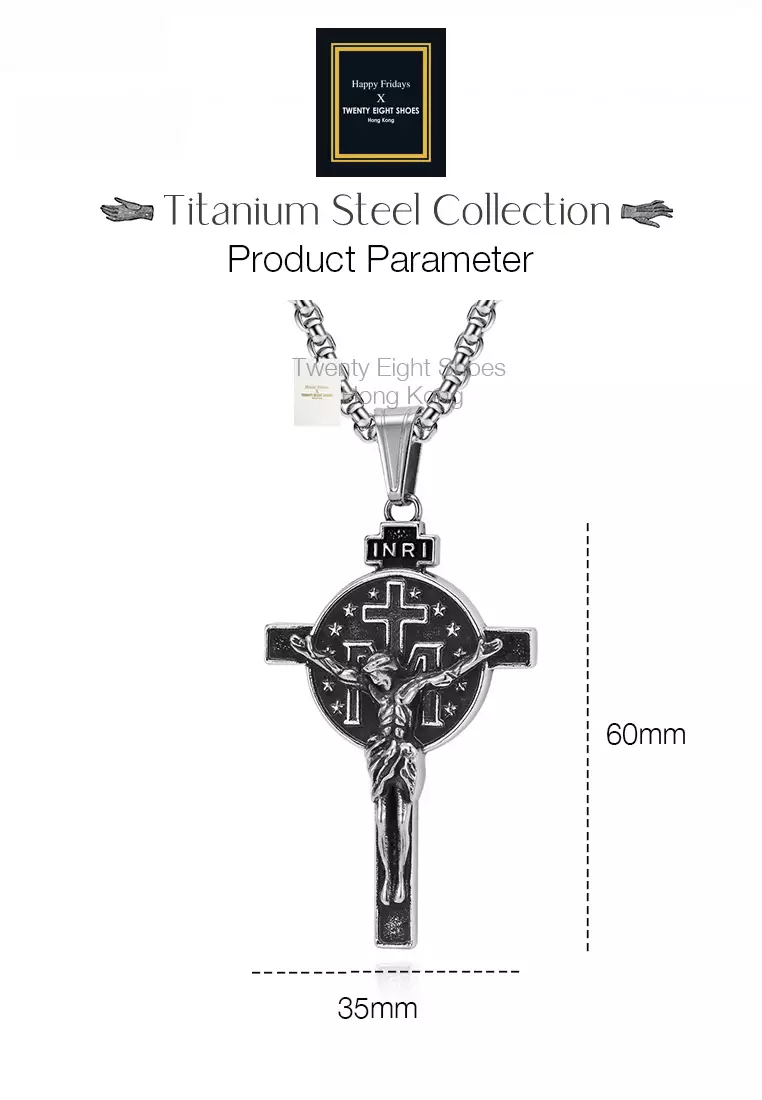 Titanium Steel INRI Cross Pendant Necklace JW QF-DZ641