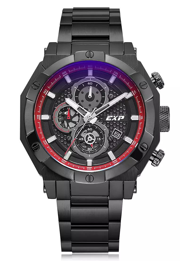 Jual Expedition Jam Tangan Pria Exp Chronograph Ex Bcbigbare Black Stainless Steel