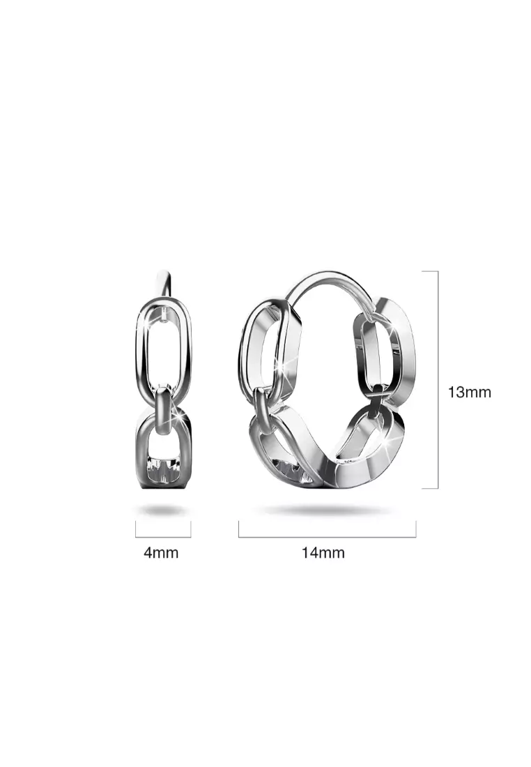 Solid 925 Sterling Silver Hoops of Chunky Chains Earrings