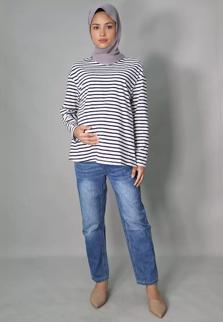 White Maternity & Nursing Long Sleeve Top