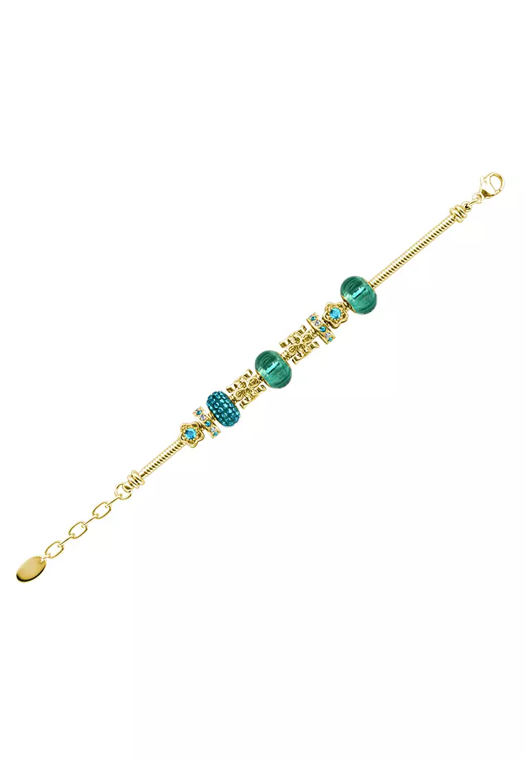 Her Jewellery Aurelie Charm Bracelet (Yellow Gold) - Luxury Crystal Embellishments plated with 18K Gold