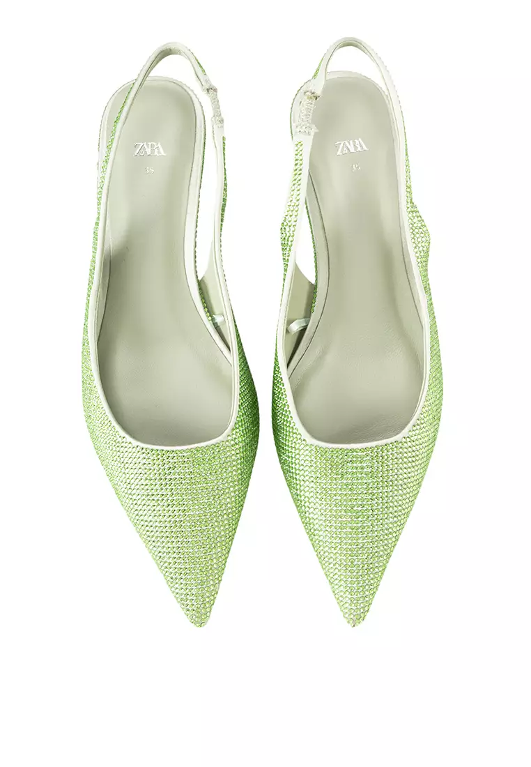 Slingback Kitten Heels With Rhinestones