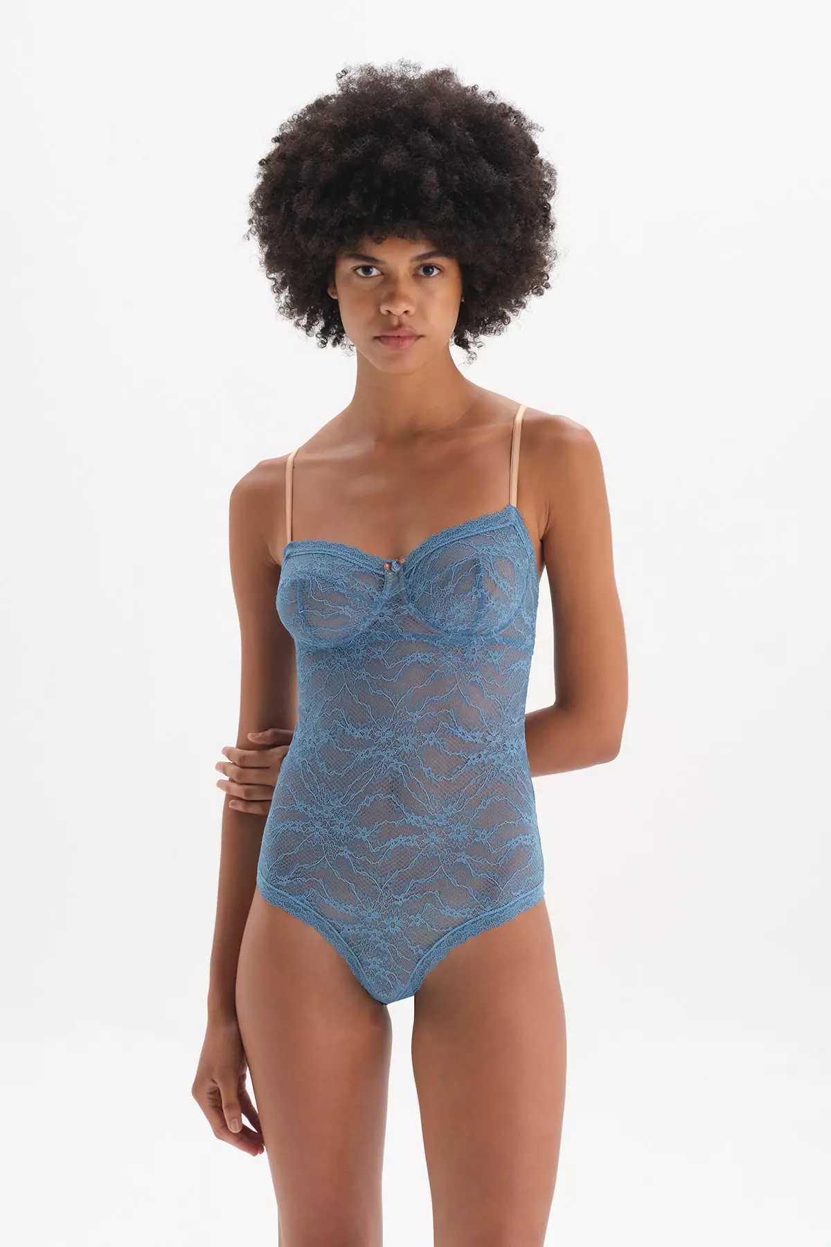 Buy DAGİ Blue Brazillian Bodysuit, Floral Lace, Underwired, Thin Strap,  Regular Fit, Underwear for Women Online