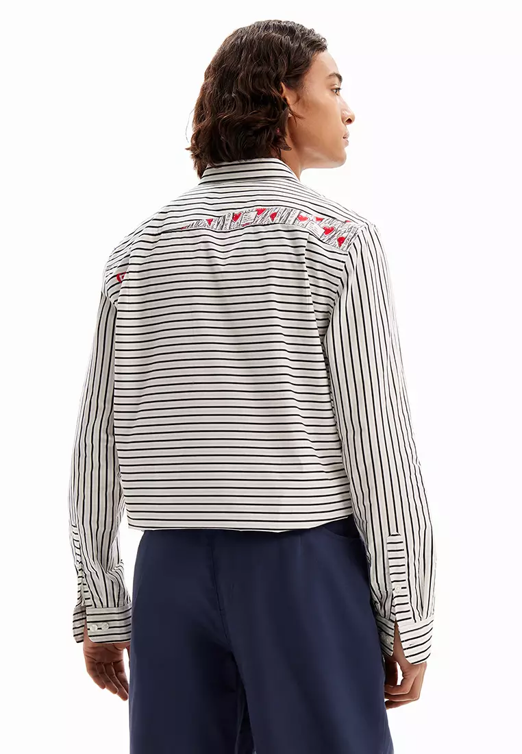 Desigual Man Patchwork striped heart shirt.