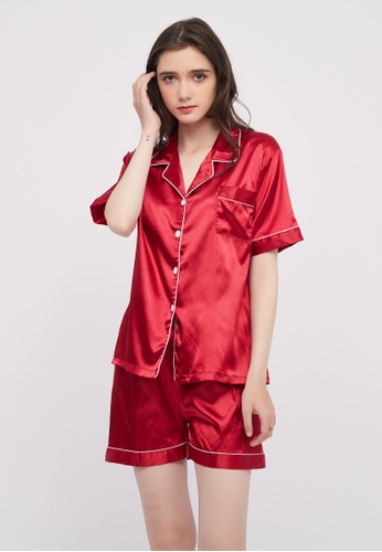 Shapes and Curves Basic Silk Pajama Short Sleeves Set Lounge Wear Sleepwear  | ZALORA Philippines