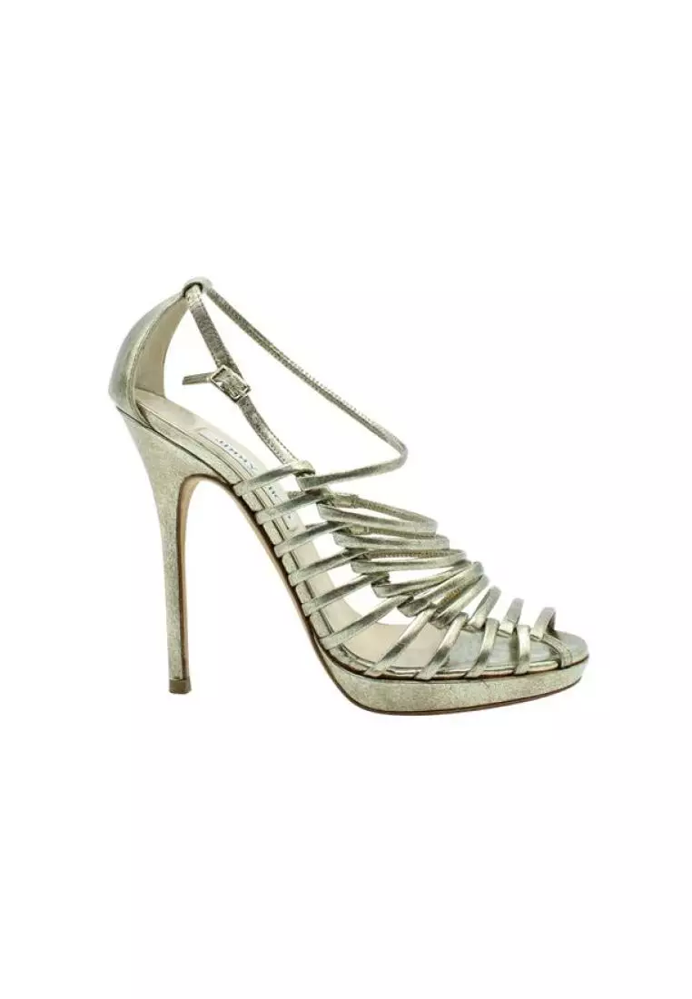 Buy Jimmy Choo Pre Loved JIMMY CHOO Golden Metallic Cage Sandals