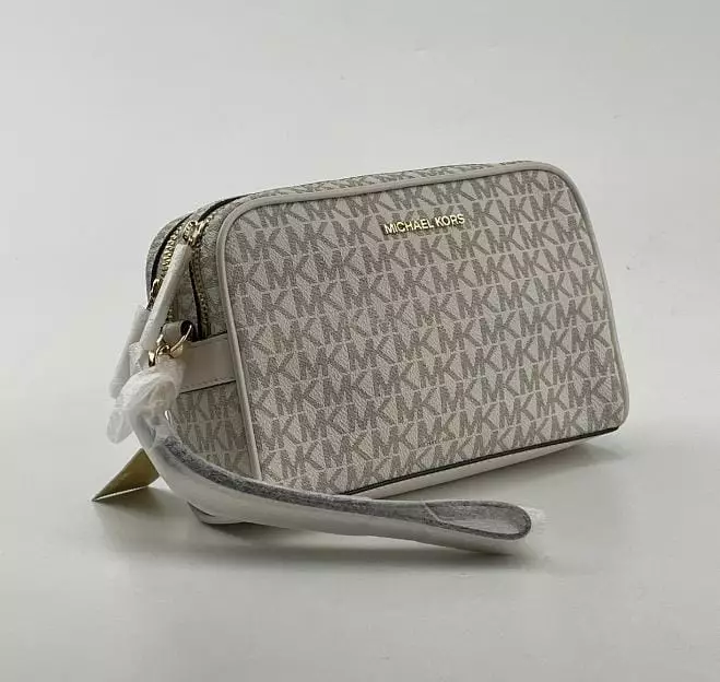 Michael Kors Jet Set Travel Pouch Wrislet Double Zipp Light cream Multi