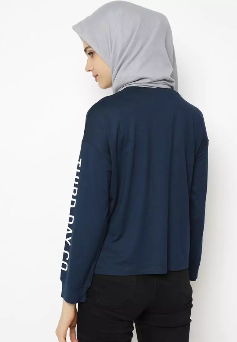 LTC67 lv thirdday co arm navy kaos hijab ladies