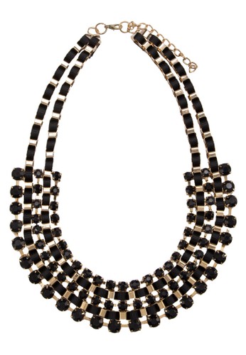 Aesprit 評價crylic Gem With Gold & Ribbon Bib Necklace, 飾品配件, 項鍊