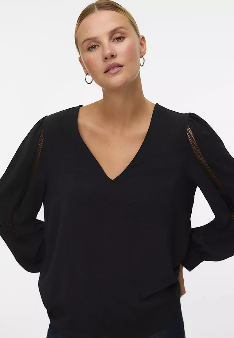 V-Neck Long Sleeves Top