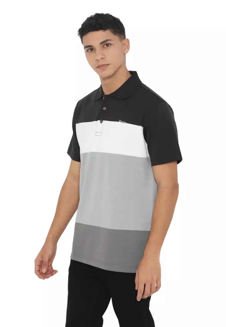 POLICE Polo Shirt Salur Bordir Cotton Premium Tebal Pria 553038