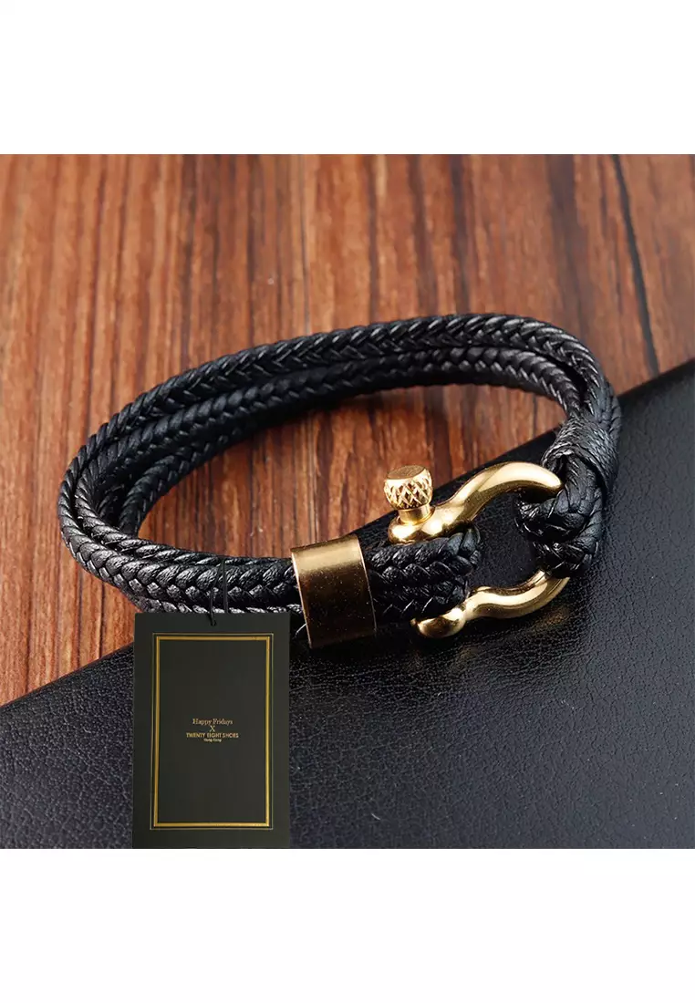 Mens bracelets gold leather new arrivals