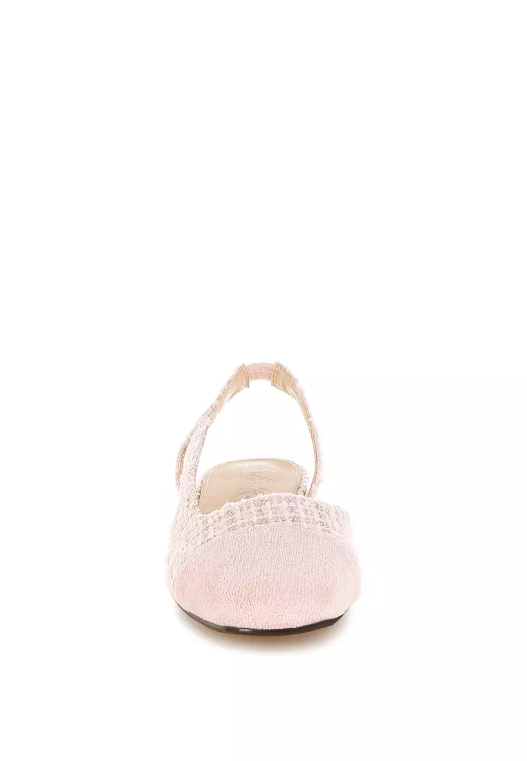 Tweed Slingback Sandals in Pink