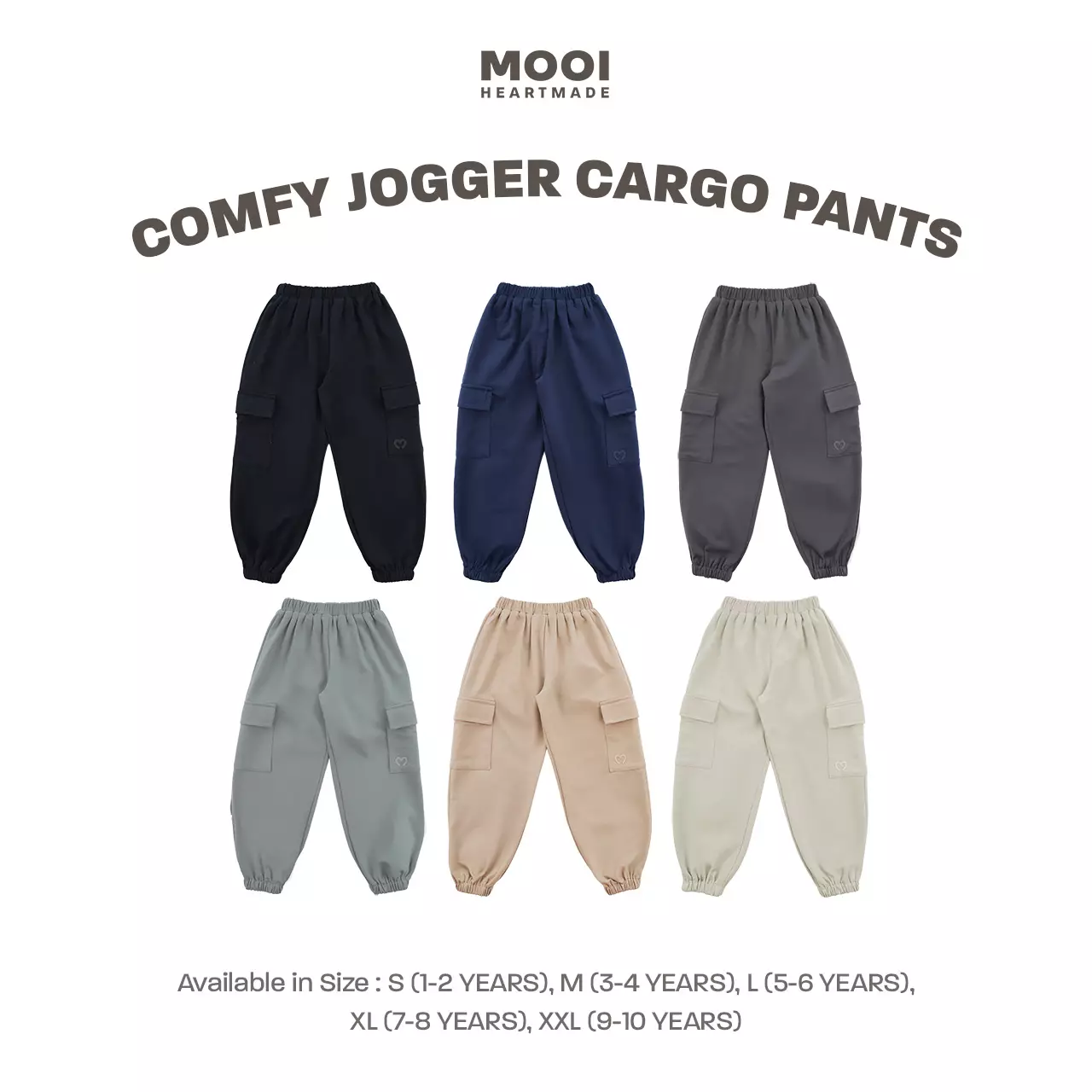 Mooi Celana Jogger Anak Comfy Jogger Cargo Pants Kids - Dark Grey