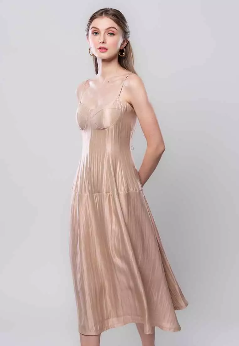 Orivelle Sleeveless Satin Dress with Adjustable Strap