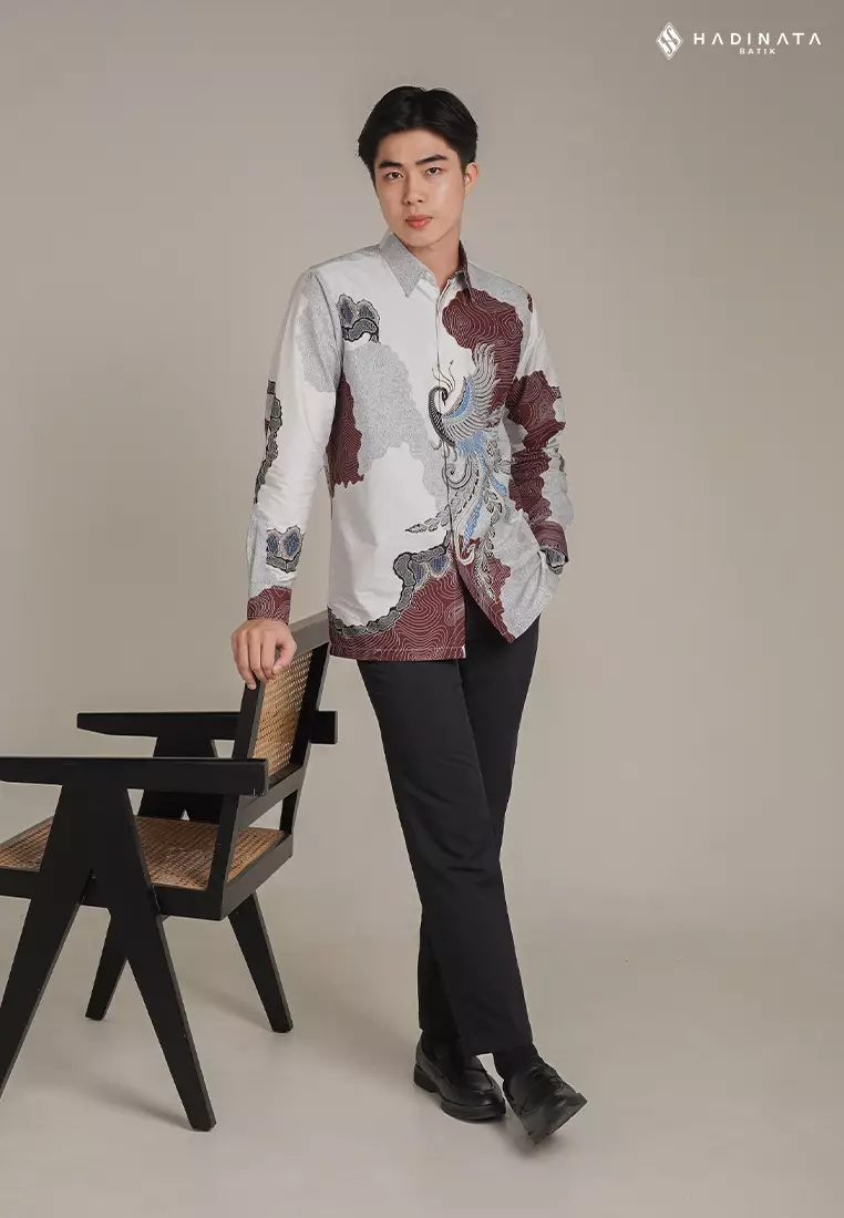 Hadinata Batik Premium Kemeja Batik Pria Lengan Panjang Superfine Furing Dharsana Maroon