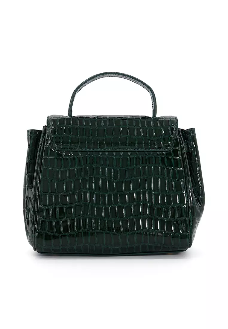 Buy Dune London Dillion T Medium Croc-Effect Grab Bag Dark Green