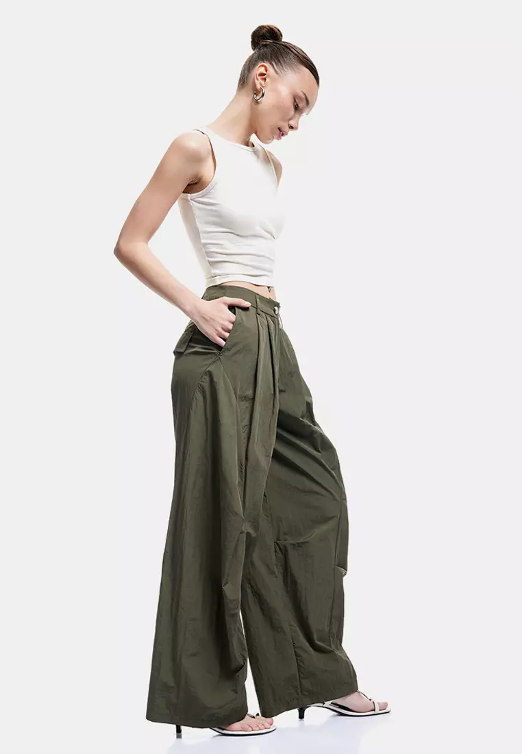 Koton Embroidered Medium Rise Pocket Detail Wide Leg Trousers, Boxer Bambino da Donna, off White(001