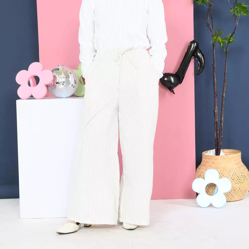 Shaya Stripe Pants - Sw. White M19859 R31S3