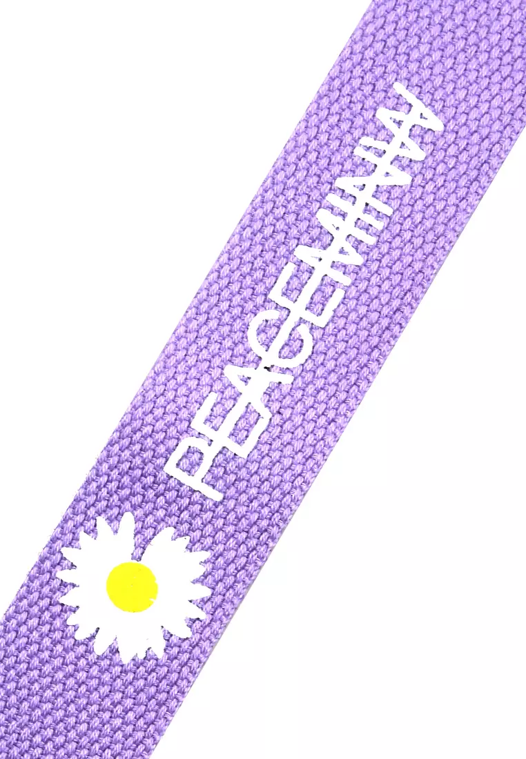 Hasina Aksesoris Fashion Ikat Pinggang Wanita Motif Bunga Casual Belt Material Canvas ORIGINAL - Purple