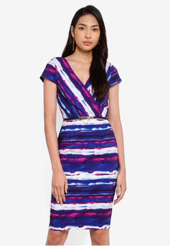 Buy Paper Dolls Copse Stripe Mock Wrap Pencil Dress Online