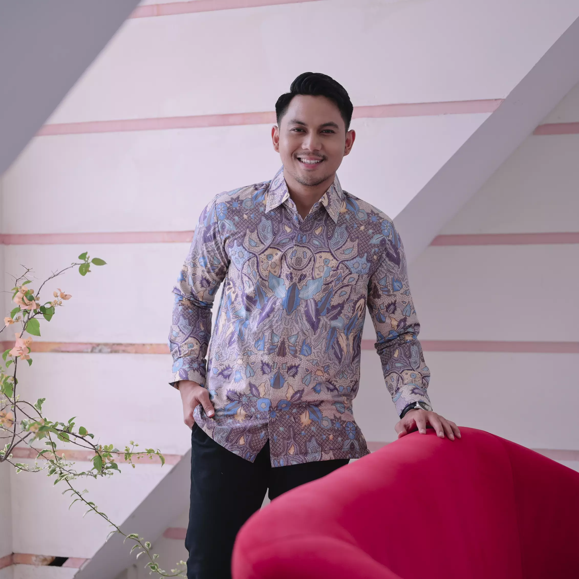 kemeja batik pria lengan panjang Katun halus reguler fit warna lilat original