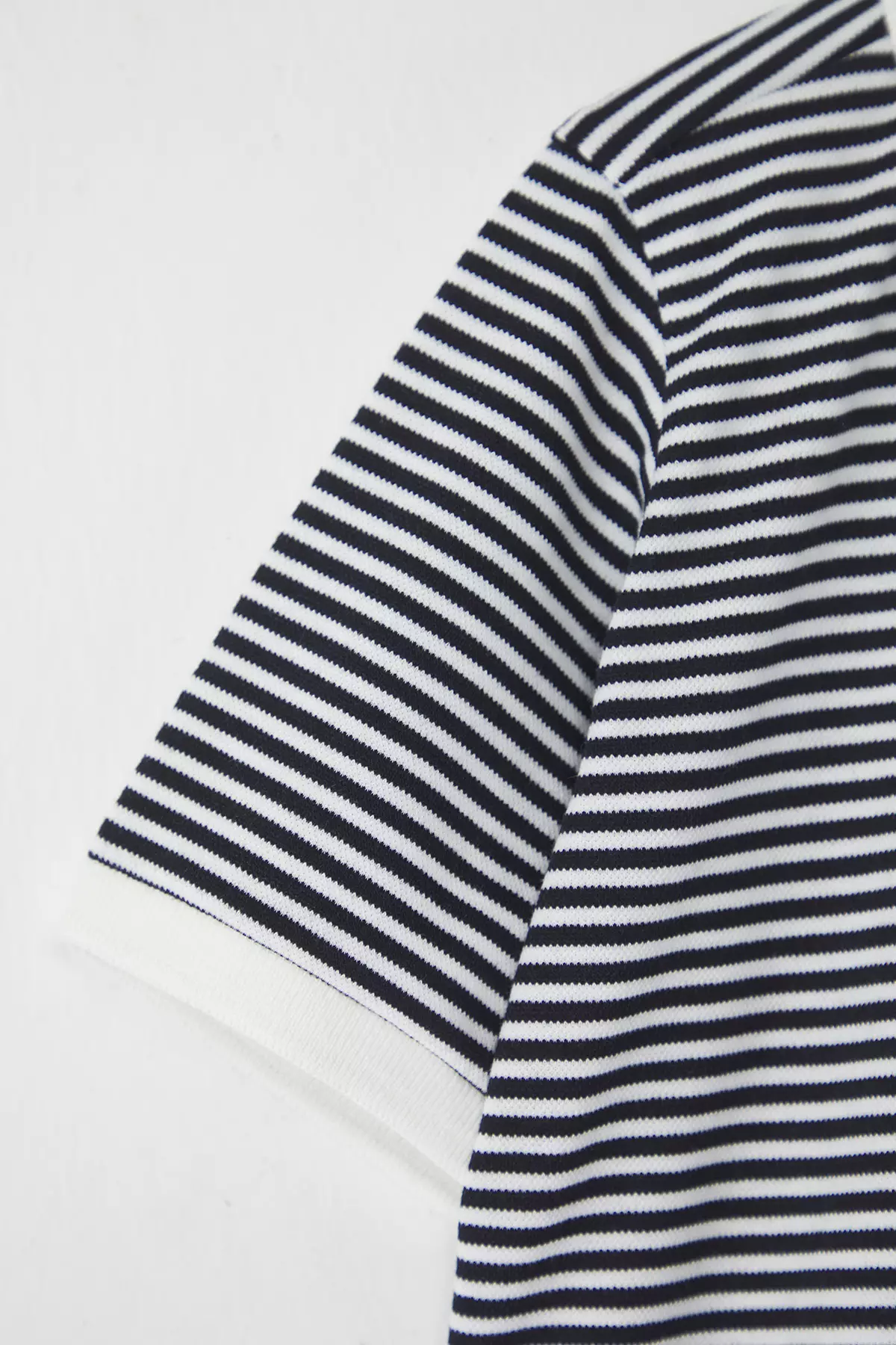 Black Male Child Striped Polo Neck Short Sleeve Textured Knitted T-Shirt Tkdss25Ts00076