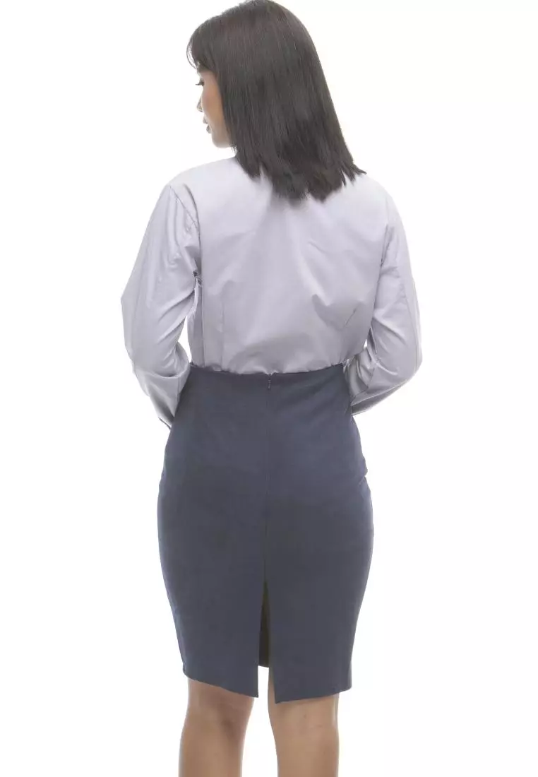 Delaney Pinstripe Long Sleeve Office Blouse