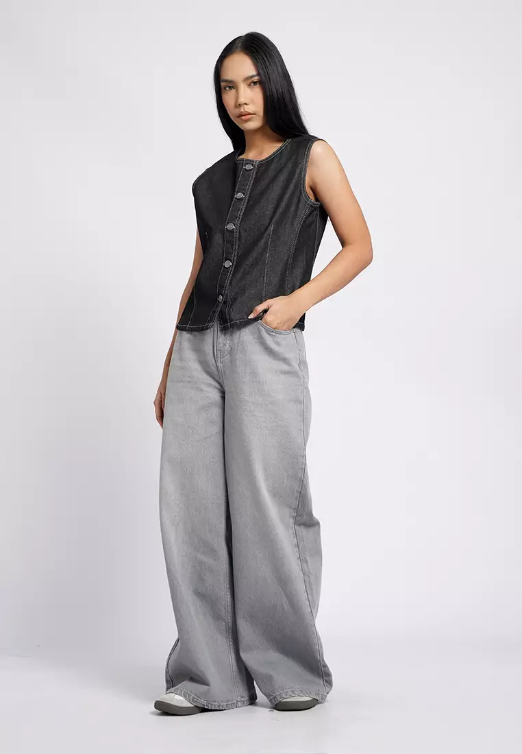 Tirajeans Denim Vest 7-LSLXSEA126A155 Black
