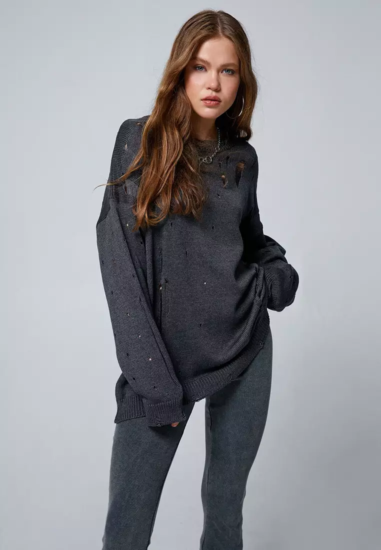 Distressed Oversize Sweater