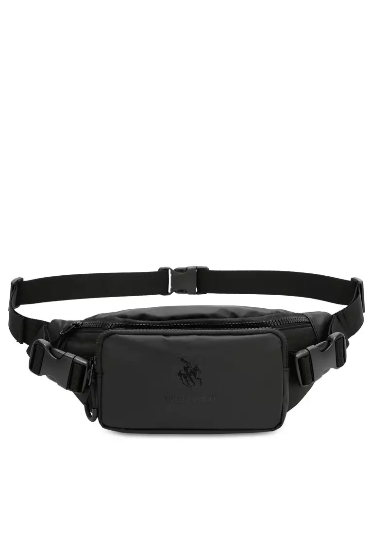 Buy Swiss Polo Men's Waist Bag / Belt Bag / Chest Bag Black 2024
