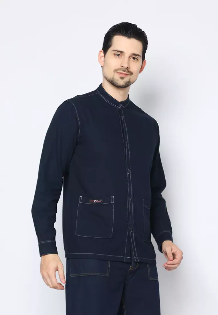 Kemeja Denim Skena L/S Krah Mandarin Saku Besar 182401