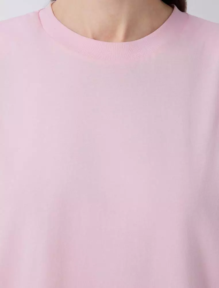 Cotton pleated short-sleeved T-shirt