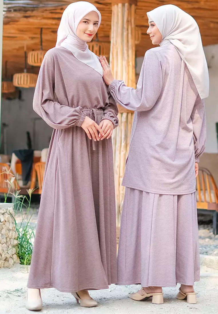 JV Hasanah Set Rok Baju Kurung Corduroy Millo | Setelan Rok Kaos Jumbo Millo