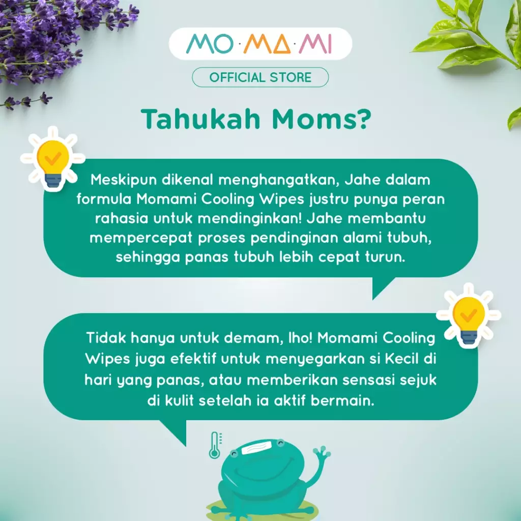 Momami Forehead & Body Cooling Wipes - Tisu Basah Dingin Menyejukan Panas & Demam Anak