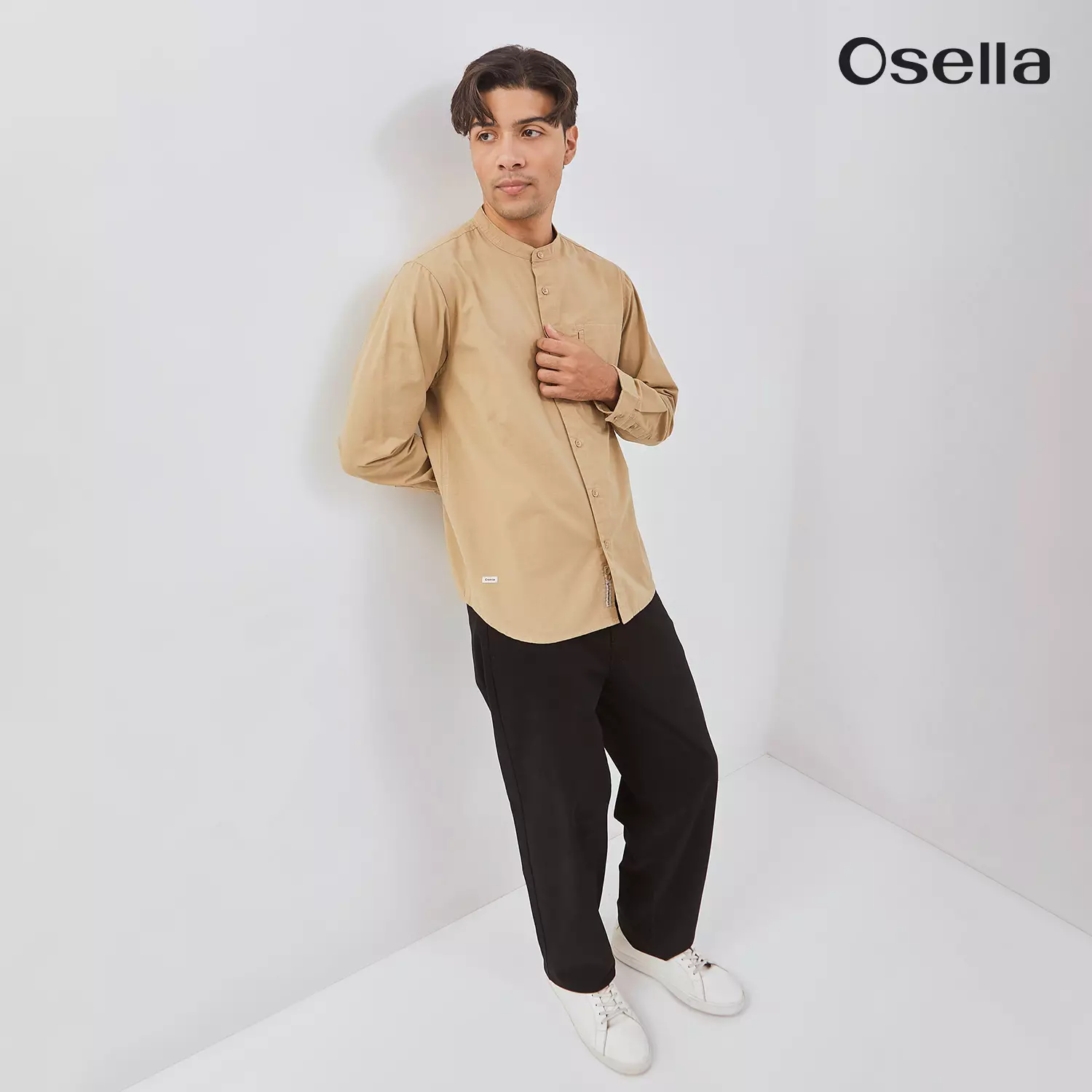 Osella Rayyan Long Sleeve Koko Shirt With Vertical Pocket 203T660138 | Kemeja Koko Raya Lengan Panjang Pria